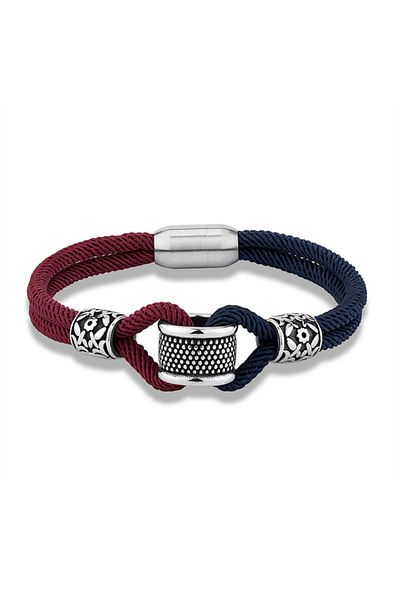 REDz Accessories Norse Two-color Bracelet, Men, Textile, Magnetic, Red-blue