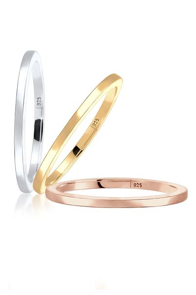 ELLI Ring Set Tricolor 925 Sterling Silver