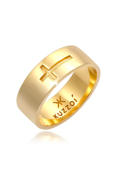 KUZZOI Ring Herren Bandring Kreuz Oxidiert Trend in 925 Sterling Silber