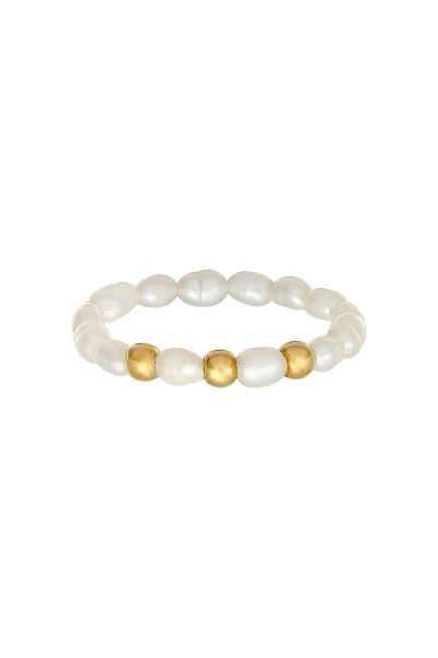 ELLI Ring Ladies Beads Trend With Freshwater Cultured Pearls In 925 Sterling Silver Gold Plated