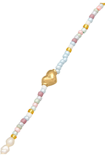 ELLI Dámský náhrdelník Choker se skleněnými korálky ve tvaru srdce Trend ze stříbra 925, pozlacený