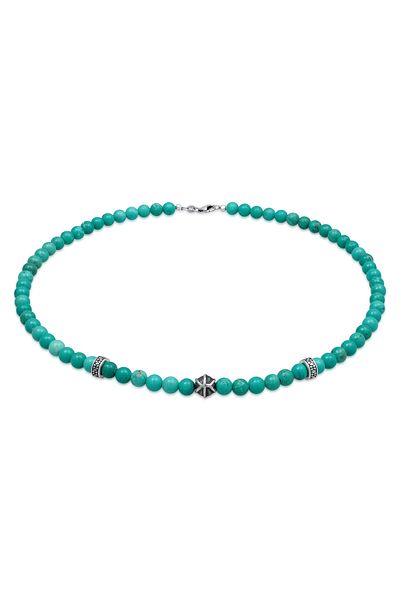 KUZZOI Halskette Herren Beads Trend mit Howlith Edelstein Türkis in 925 Sterling Silber