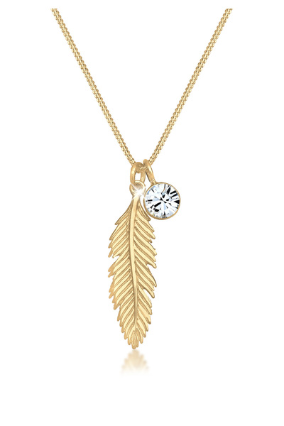 ELLI Damenhalskette – Federfarbe, Boho-Kristall, 925er Sterlingsilber