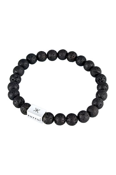 KUZZOI Armband Herren Lava Edelstein Perle Rechteck Trend In 925 Sterling Silber