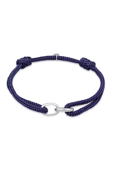 KUZZOI Náramek Pánské Links Oválný S Nylonem V 925 Sterling Silver