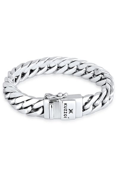 KUZZOI Armband Panzerkette Kubanische Kette Gedreht Glänzend 925 Sterling Silber
