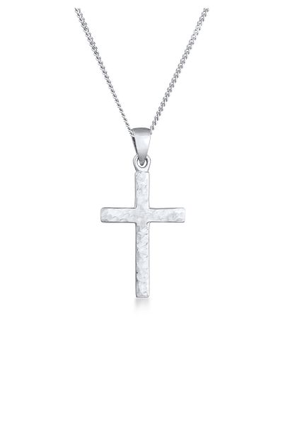 ELLI Colier Pandantiv Cruce pentru Dama Structurat In Argint Sterling 925