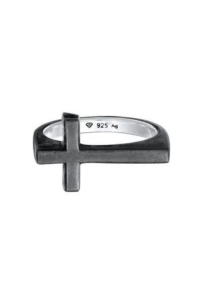 KUZZOI Ring Herren Kreuz Glaube Schlicht In 925 Sterling Silber