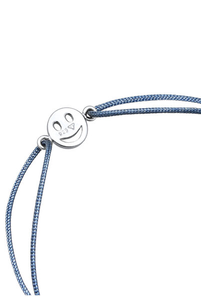 ELLI Dámský náramek se symbolem usmívající se tváře s červeným nylonem, pozlacený stříbrem 925