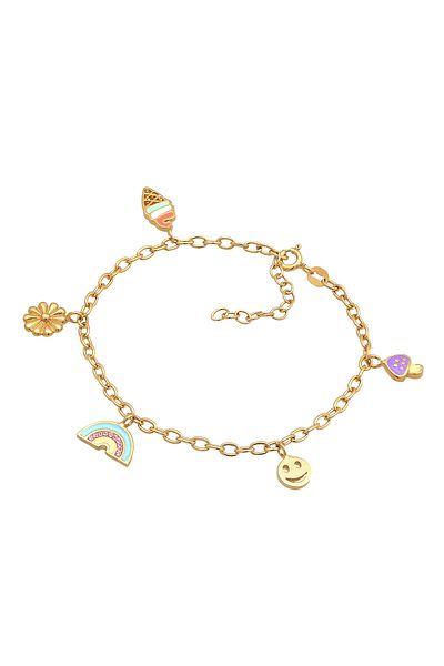 ELLI Armband Damen mit lachendem Gesicht Blume Pilz mit Emaille und Glaskristall 925 Sterling Silber