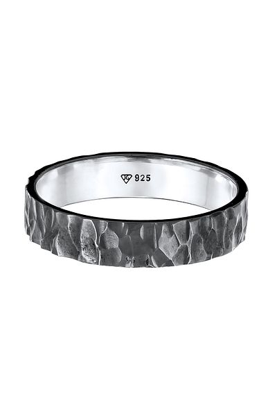 KUZZOI Ring Men's Band Organic Structured In 925 Sterling Silver