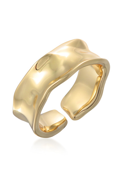 ELLI Inel pentru dama Bandă larg deschisă de culoare aurie