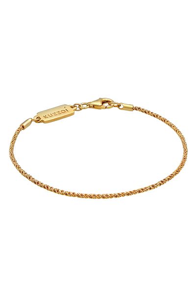 KUZZOI Náramek Pánský náhrdelník ze šňůry Twisted Basic Elegantní oxidovaný v 925 Sterling Silver