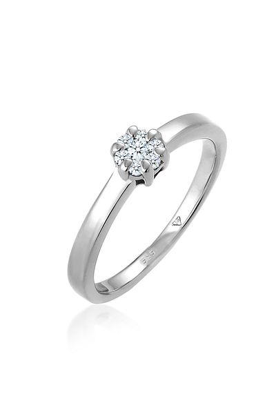 ELLI Ring Verlobung Diamant 0.12 Ct. Luxuriös 585 Weißgold