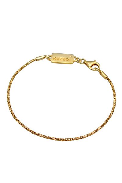 KUZZOI Náramek Pánský náhrdelník ze šňůry Twisted Basic Elegantní oxidovaný v 925 Sterling Silver