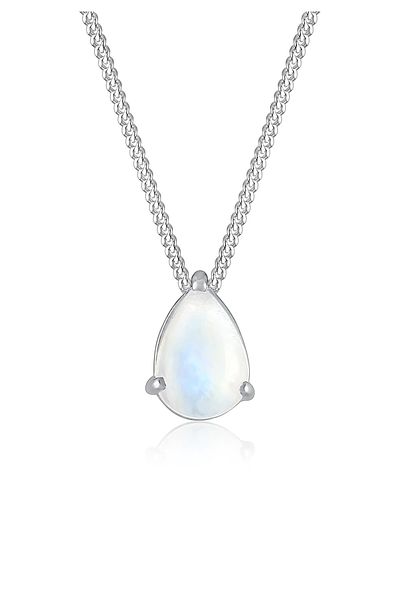 ELLI Halskette Damen Tropfen Anhänger Elegant mit Mondstein in 925 Sterling Silber vergoldet