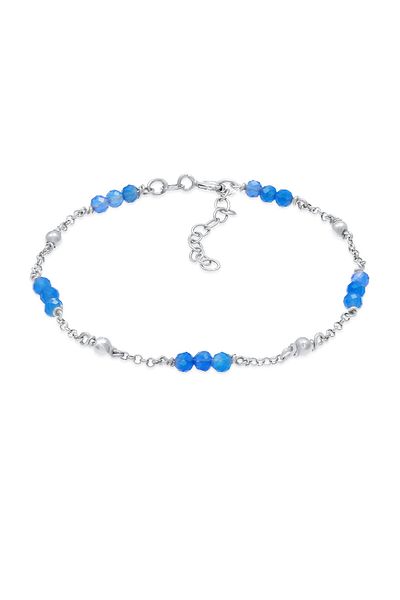 ELLI Armband Damen Kugel Achat Blau Trend Verstellbar aus 925 Sterling Silber