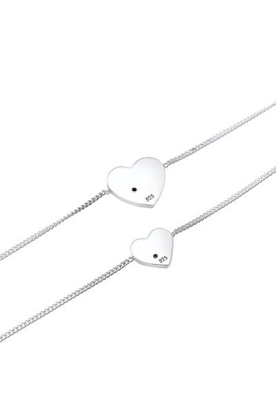 ELLI Dámský náramek se srdíčkem a přívěskem pro matku a dítě s krystaly ze sterlingového stříbra 925