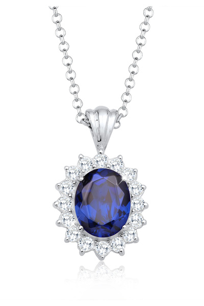 ELLI Halskette Saphirblau Zirkonia 925 Sterling Silber