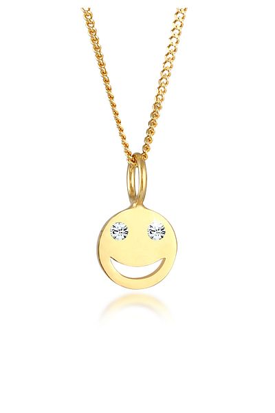 ELLI Necklace Ladies With Smiling Pendant And Crystals In 925 Sterling Silver