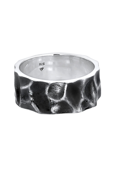 KUZZOI Ring Herren Bandring gehämmert Used Look massiv in 925 Sterling Silber