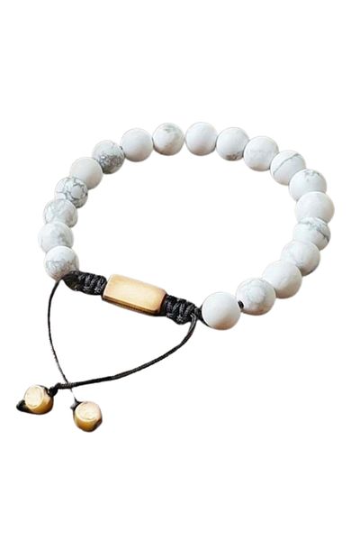 REDz Accessories Brățară unisex, mărgele imitație de marmură, albă
