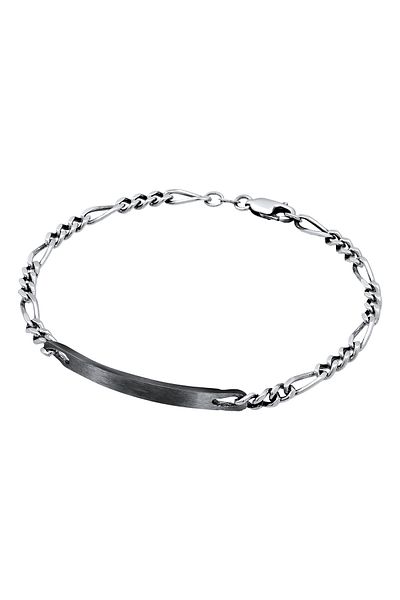 KUZZOI Armband Herren ID-Platte Figaro Diskret Klassisch Aus 925 Sterling Silber