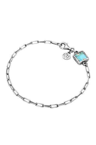 HAZE & GLORY Bracelet Gliederkette Kupfer Türkis Anhänger 925 Silber