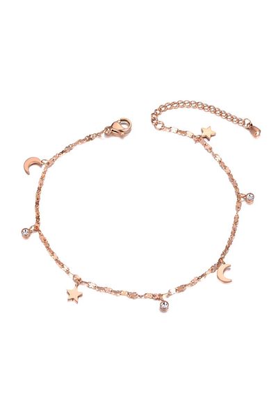 REDz Accessories Brățară de gleznă, Stele și Lună, Aur roz