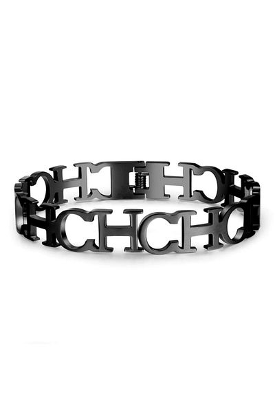 REDz Accessories Brățară CH Hollow, pentru femei, design vestimentar, oțel inoxidabil, negru