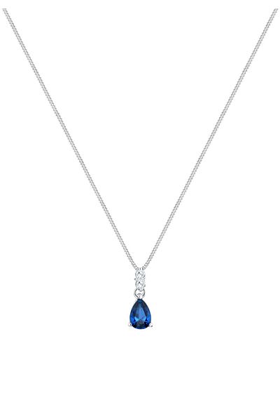 ELLI Halskette Halskette Tropfen Saphirblau Zirkonia Silver