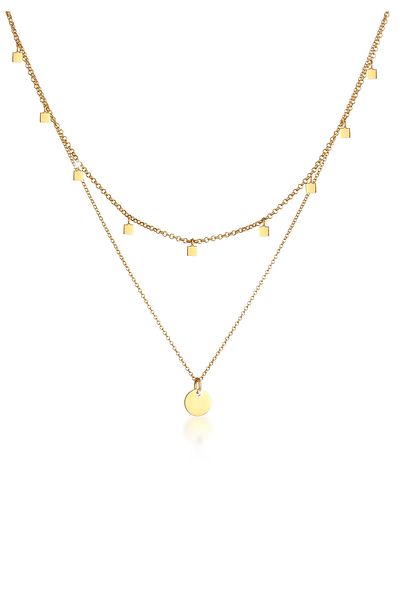 ELLI Halskette Damen Set Choker Layer Plättchen Geo Look in 925 Sterling Silber