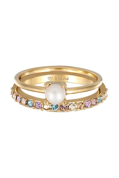 ELLI Ring Ringset Women Glass Crystals Xilion Cut Light Blue Light Purple 925 Sterling Silver Gold P