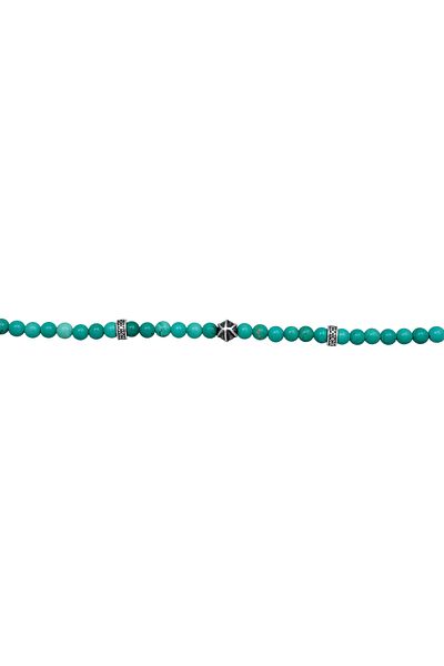 KUZZOI Halskette Herren Beads Trend mit Howlith Edelstein Türkis in 925 Sterling Silber