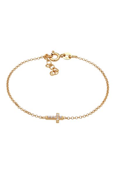 ELLI Pentru Copii Religie Brățară Cristal Zirconiu Pandantiv Cruce - Argint Sterling 925
