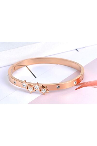 REDz Accessories Brățară de damă, cu pietre de zirconiu, elemente stelare, auriu roz