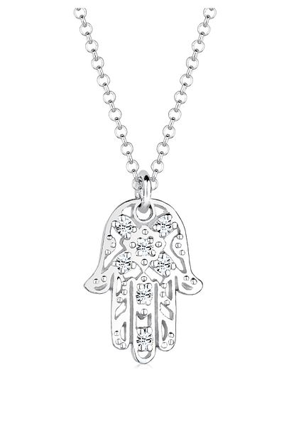 ELLI Colier Damă Hamsa Pandantiv De Mână Cu Cristale În Argint Sterling 925