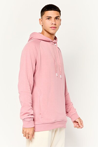 Kenneth Cole Men Active Hooded Plain Long Sleeves Sweatshirt, Dusty Pink