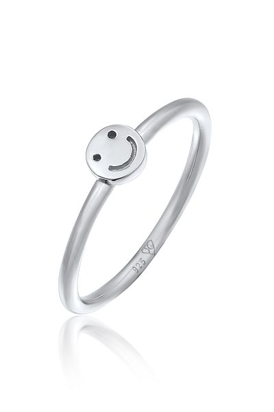ELLI Inel Doamnelor Cu Față Zâmbitoare Trend Pinky Inel Argint Sterling 925