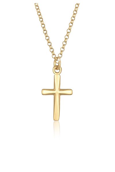 ELLI Necklace Ladies Cross Pendant Filigree Trend In 925 Sterling Silver Gold Plated