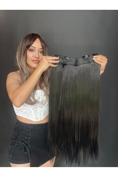 Suzan Peruk Siyah Düz Yarımay çıtçıt Harika gürlükte