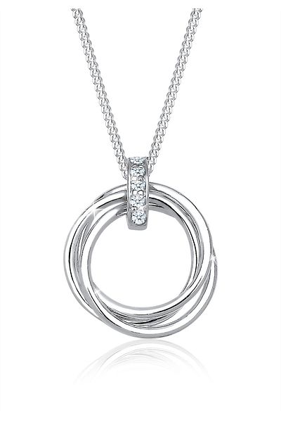 ELLI Náhrdelník dámský kruhový přívěsek Trio s diamantem (0,025 CT.) ze stříbra 925