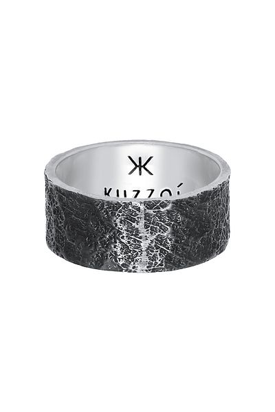 KUZZOI Ring Herren Bandring Organic Struktur 925 Silber