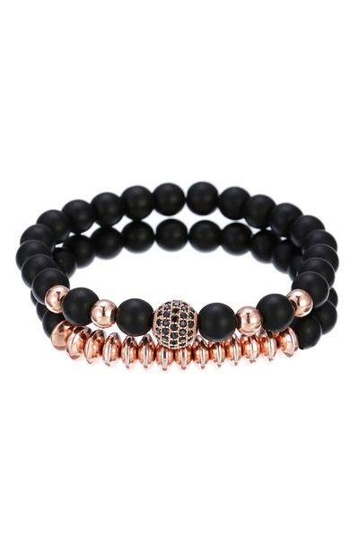 REDz Accessories Set de 2 brățări, cristale de zirconiu, negru/aur roz