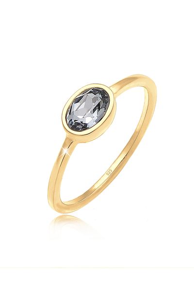 ELLI Ring Ladies Band Ring Classic Plain With Crystal 925 Sterling Silver