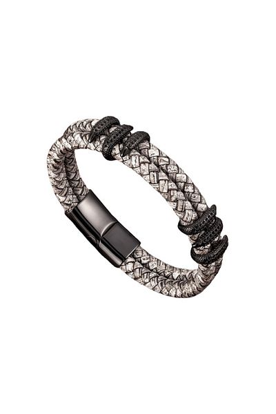 REDz Accessories Brățară Dragon, Bărbați, Piele Naturală, Negru-Alb
