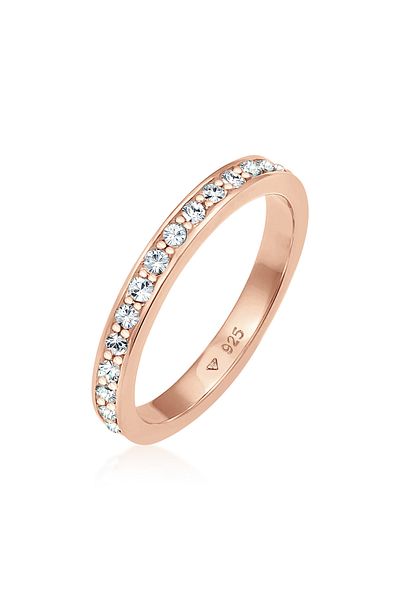 ELLI Ring Damen Band Memoire mit Kristallen aus 925 Sterling Silber