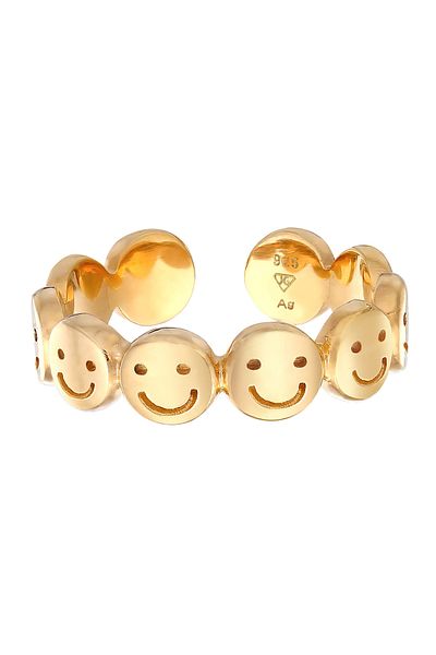ELLI Ring Ladies Band Ring With Smiling Face Open 925 Sterling Silver