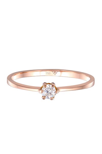 ELLI Ring Solitär Verlobung Diamant (0.11 ct.) 750 Roségold