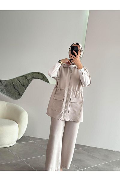 Armine Trend Vest Pants Double Suit 25Yt685 Stone